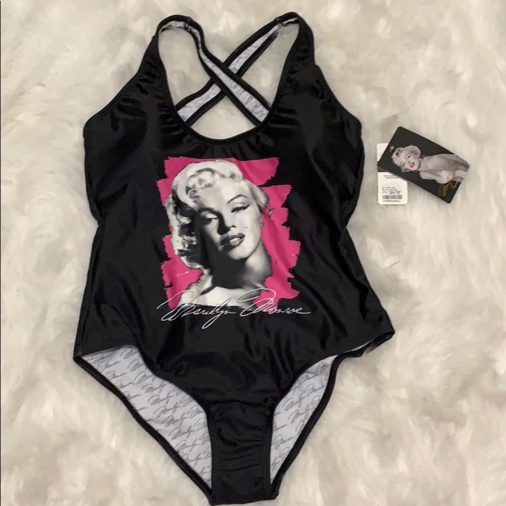Black Marilyn Monroe one piece bathing suit